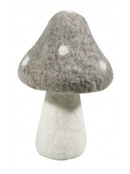 Déco champignon taupe et blanc 16cm