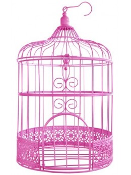 Tirelire cage rose vintage 31cm