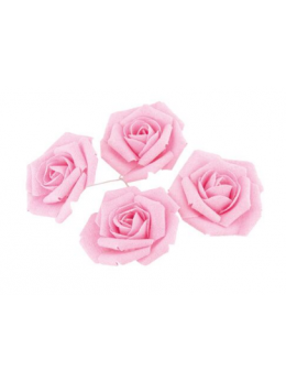Set 4 roses lin rose pastel 5.5cm