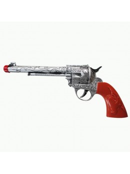 Pistolet cowboy plastique argent 31cm