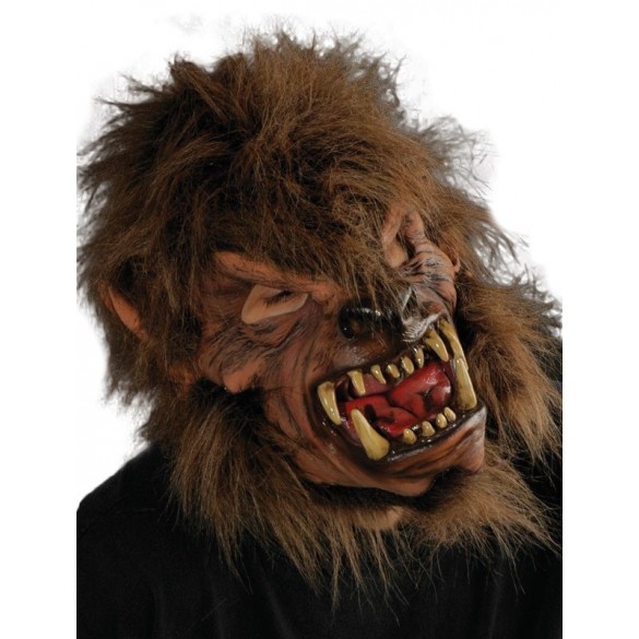 Dessin animé animal loup-garou Brun Plastique Visage Masque Avec Manchon Amovible Machoire Halloween 