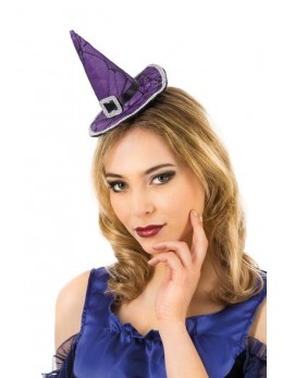 Serre tête mini chapeau sorcière violet