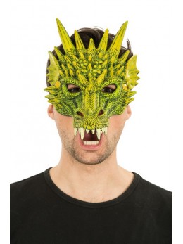 Masque latex 1/2 visage dragon vert