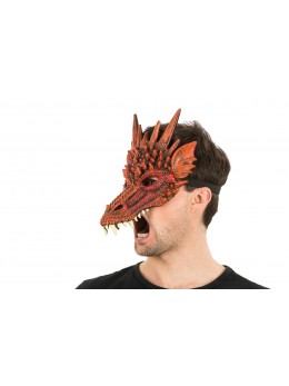 Masque latex 1/2 visage dragon rouge
