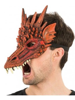 Masque latex 1/2 visage dragon rouge