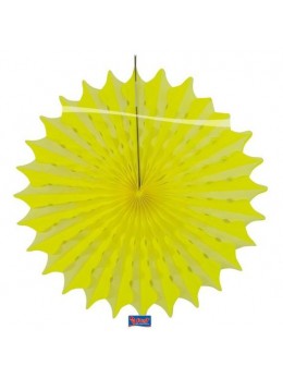 Eventail papier jaune fluo 45cm