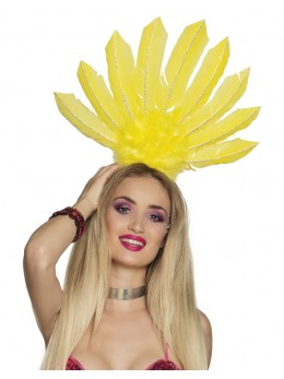 Serre-tête samba plumes jaune