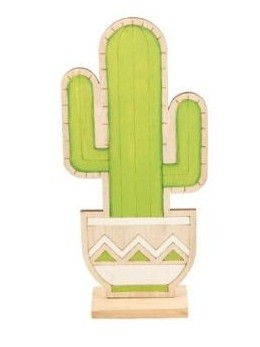 Déco cactus en bois 15cm