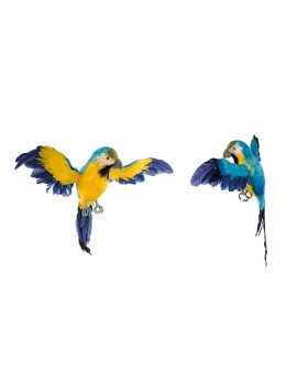 Perroquet jaune et bleu 33cm