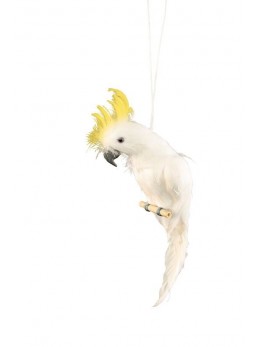 Déco perroquet blanc avec crète jaune