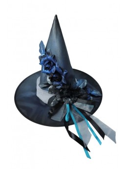 Chapeau sorcière élégante or bleu