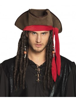 chapeau pirate marron avec dreads