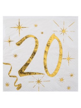20 serviettes cocktail 20 ans