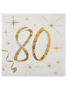 20 serviettes cocktail 80 ans