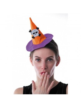 Serre tête mini chapeau sorcière orange