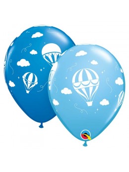 10 ballons petites montgolfières bleu