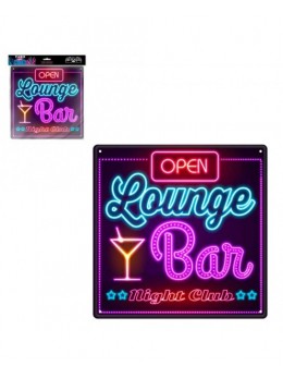 Plaque métal effet néon Lounge bar