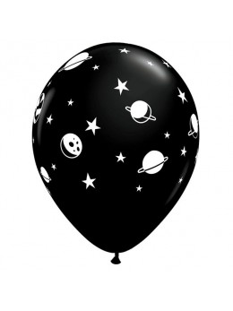 10 ballons noirs motif planète