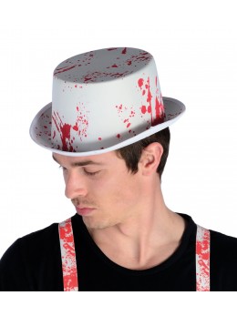 Chapeau Haut de forme blanc avec sang