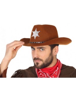 Chapeau cowboy shériff marron
