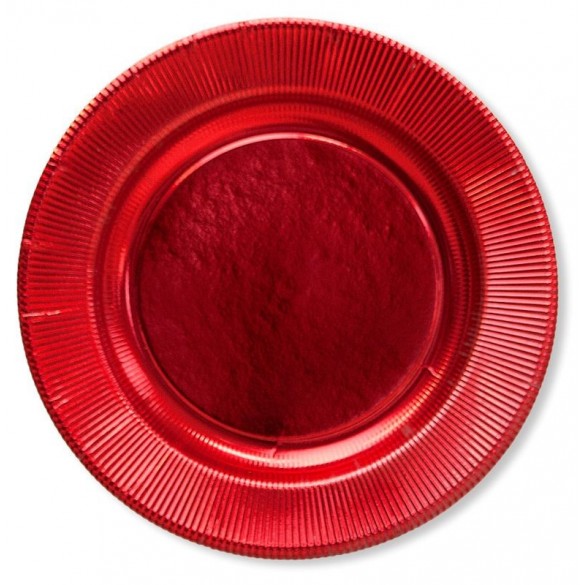 8 assiettes carton rouge métal 21cm