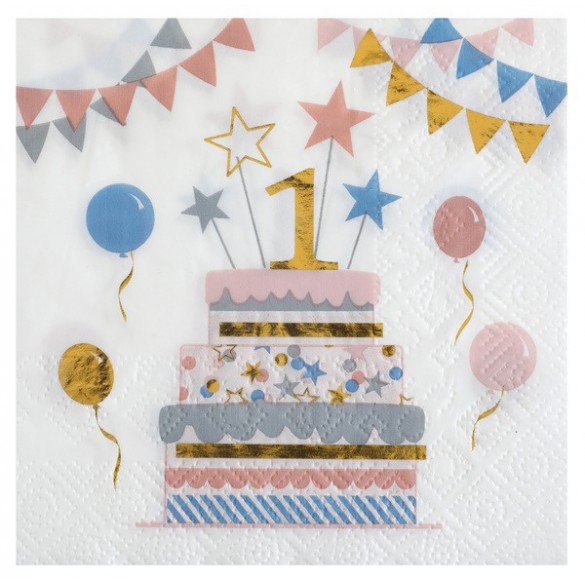 Serviettes Papier Anniversaires 1 Ans