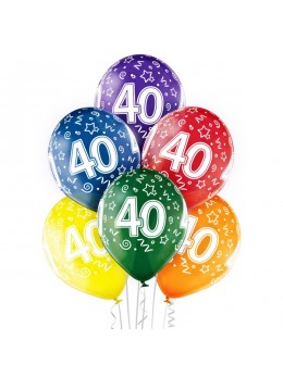 6 Ballons 40 ans multicolores