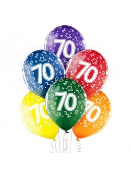 6 Ballons 70 ans multicolores