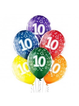 6 Ballons 10 ans multicolore