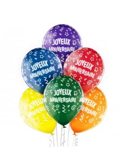 6 Ballons Joyeux Anniversaires 30cm