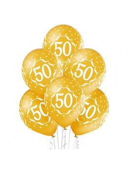 6 Ballons 50 ans or 30cm