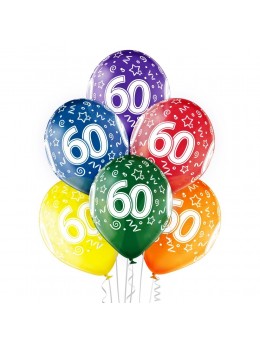 6 Ballons 60 ans multicolore