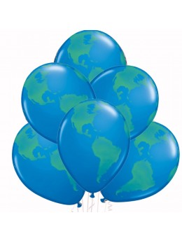 6 Ballons mappemonde 30cm