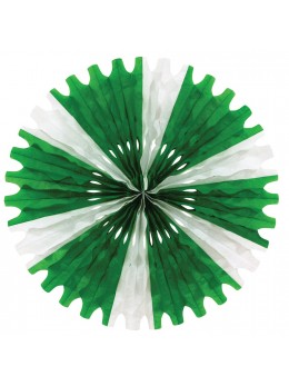 Eventail papier vert blanc 50cm