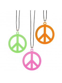 Collier peace and love fluo
