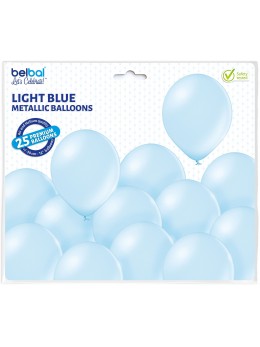 25 ballons premium bleu pale métal