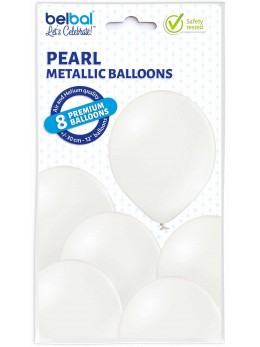 8 Ballons blanc métal 30cm