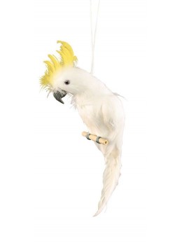 Déco perroquet blanc avec crète jaune