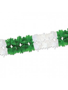 Guirlande papier vert et blanc