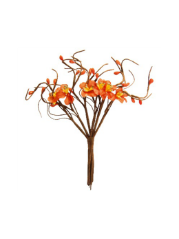 Bouquet fleurs de pommier rouge orangé