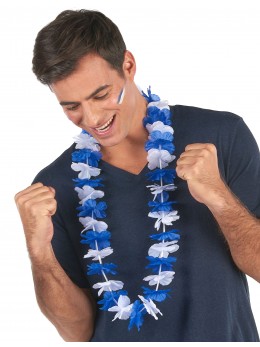 Collier hawaien bleu et blanc