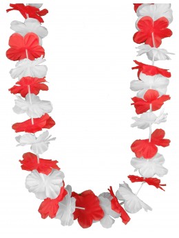 Collier hawaien rouge et blanc