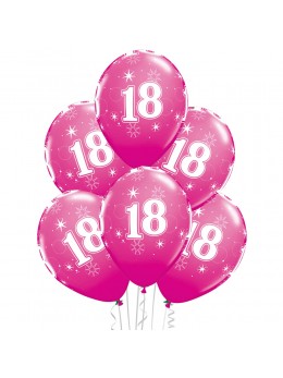 6 Ballons 18 ans fuchsia