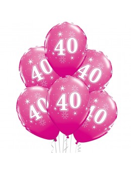 6 Ballons 40 ans fuchsia