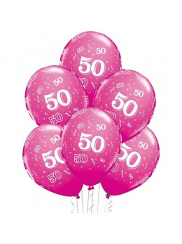 6 Ballons 50 ans fuchsia