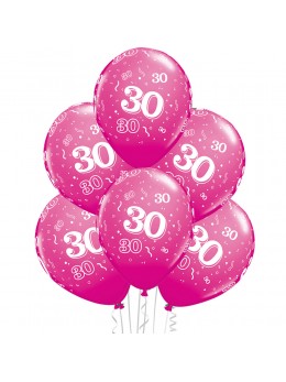 6 Ballons 30 ans fuchsia