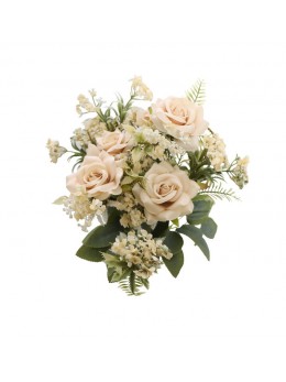 Bouquet de 9 roses avec feuillage ivoire