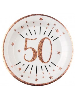 10 assiettes 50 ans rose gold