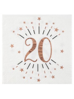20 serviettes 20 ans rose gold