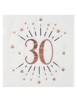 10 serviettes 30 ans rose gold